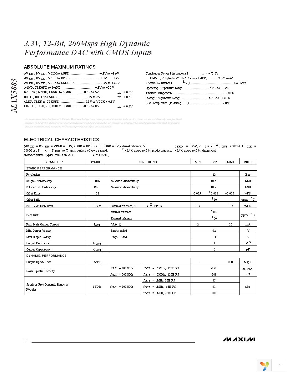 MAX5883EGM+TD Page 2