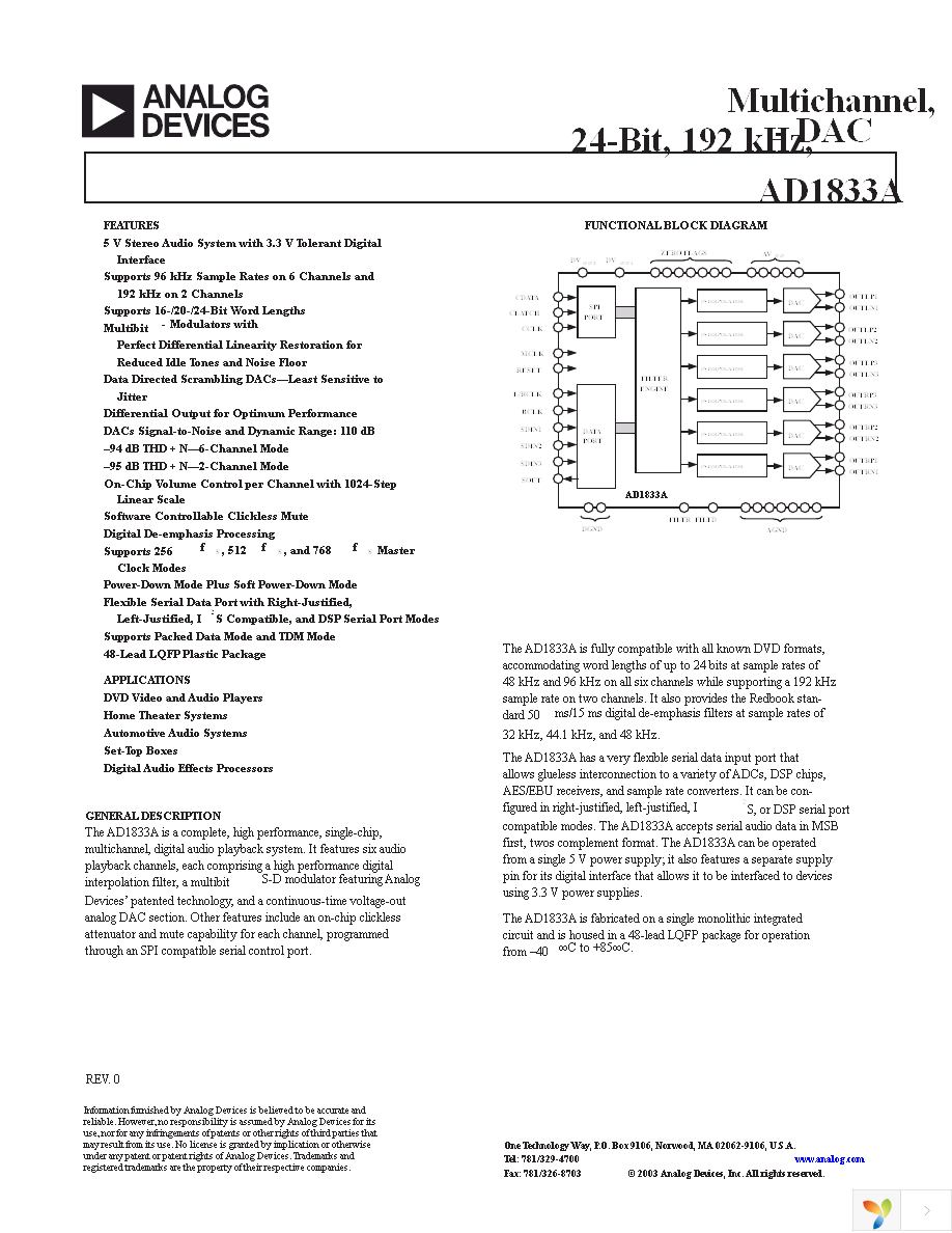 AD1833AASTZ-REEL Page 1