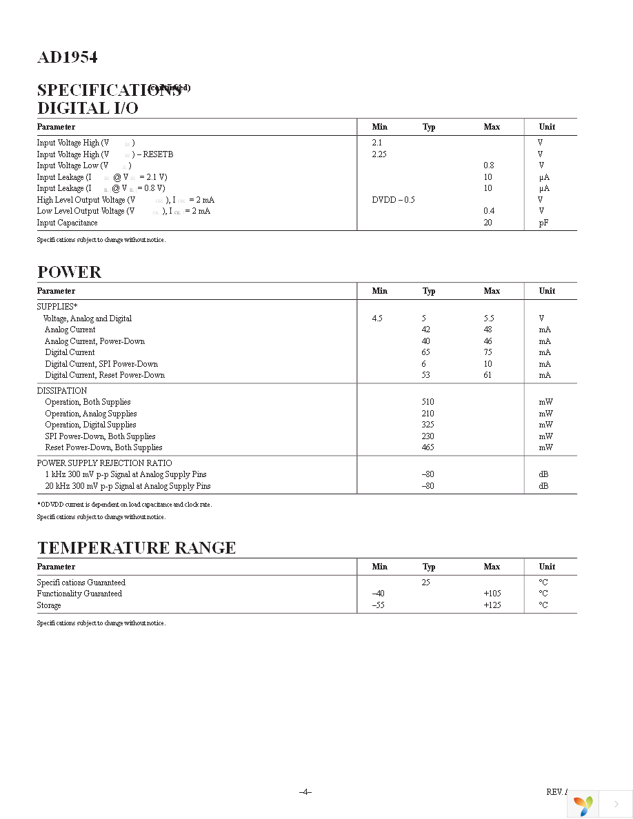 AD1954YSTZRL Page 4