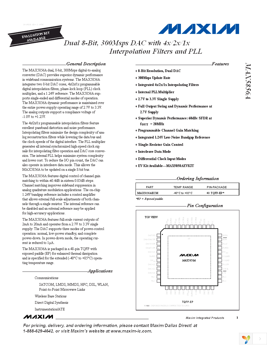 MAX5856AECM+TD Page 1