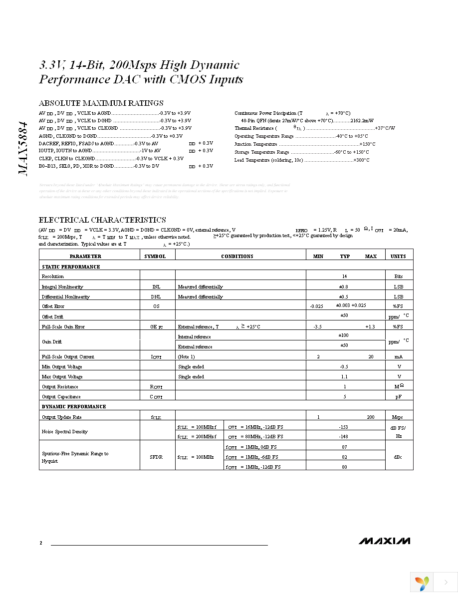 MAX5884EGM+TD Page 2