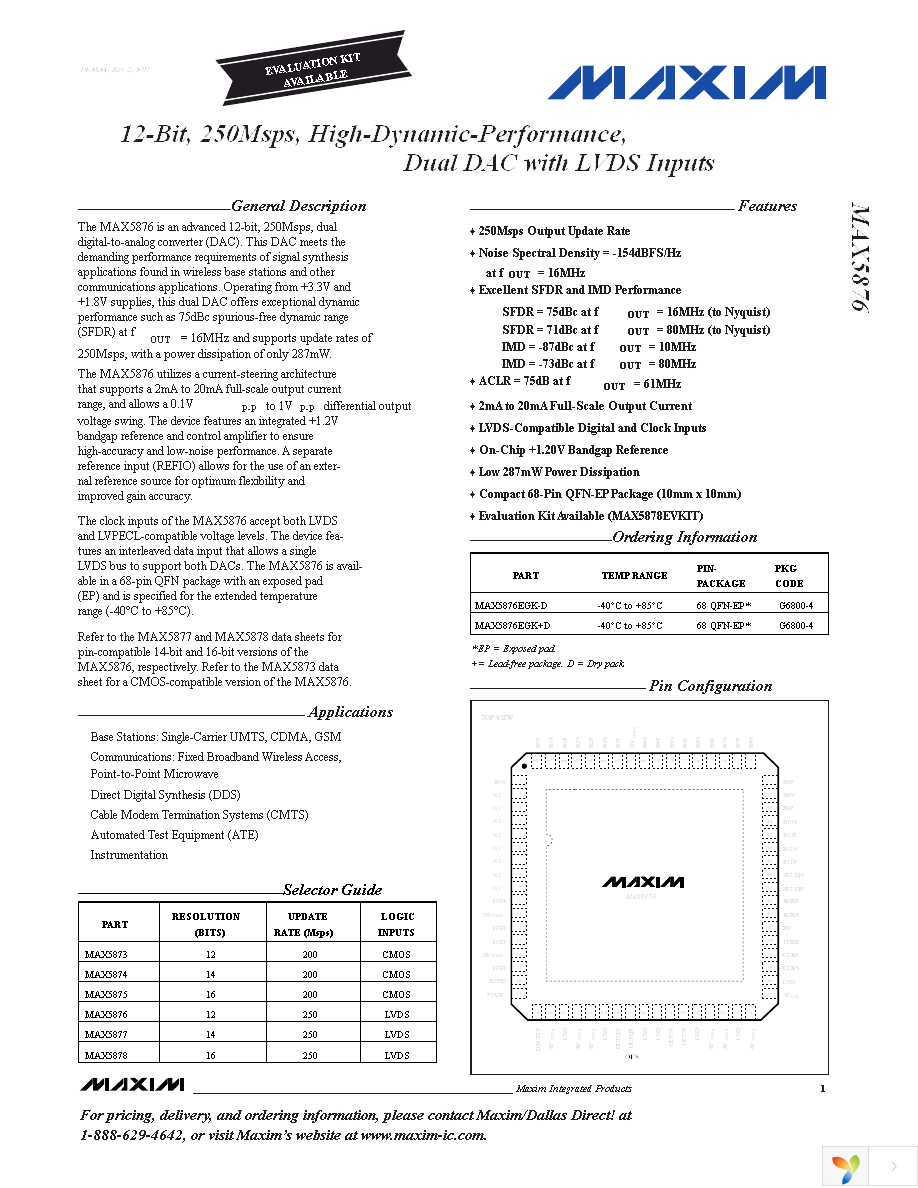 MAX5876EGK+TD Page 1