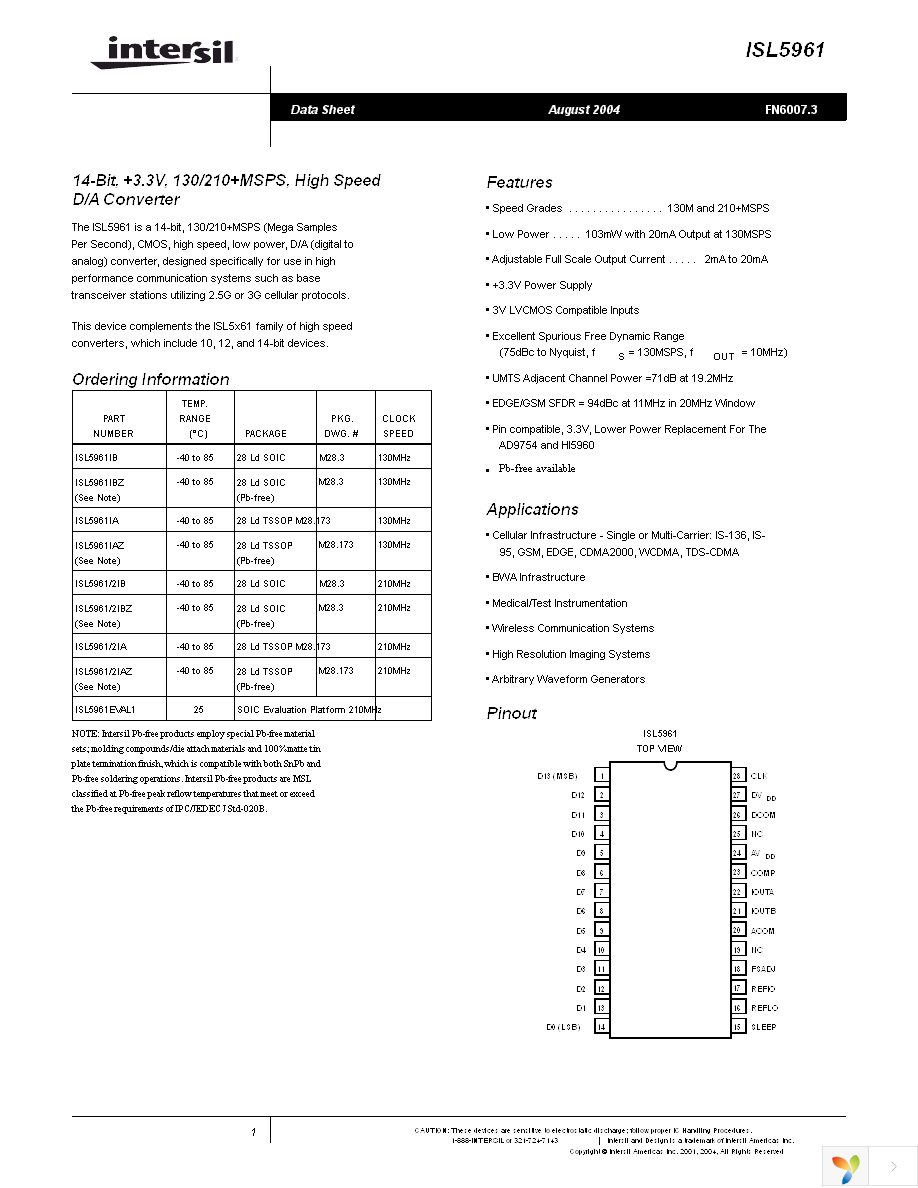 ISL5961IBZ Page 1