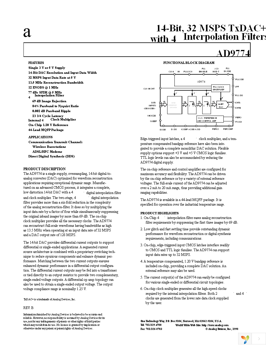 AD9774ASZ Page 1