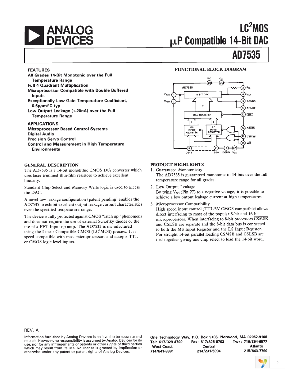 AD7535JPZ Page 1