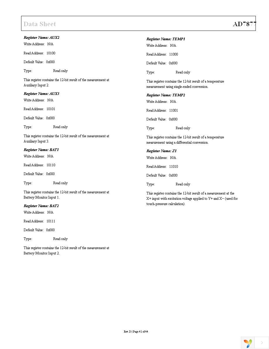 AD7877ACPZ-500RL7 Page 42