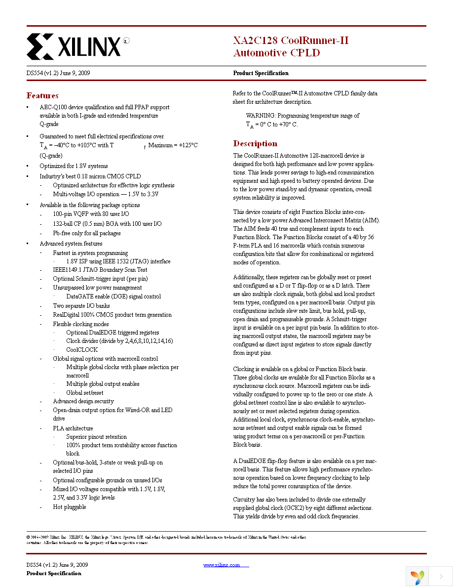 XA2C128-7VQG100I Page 1