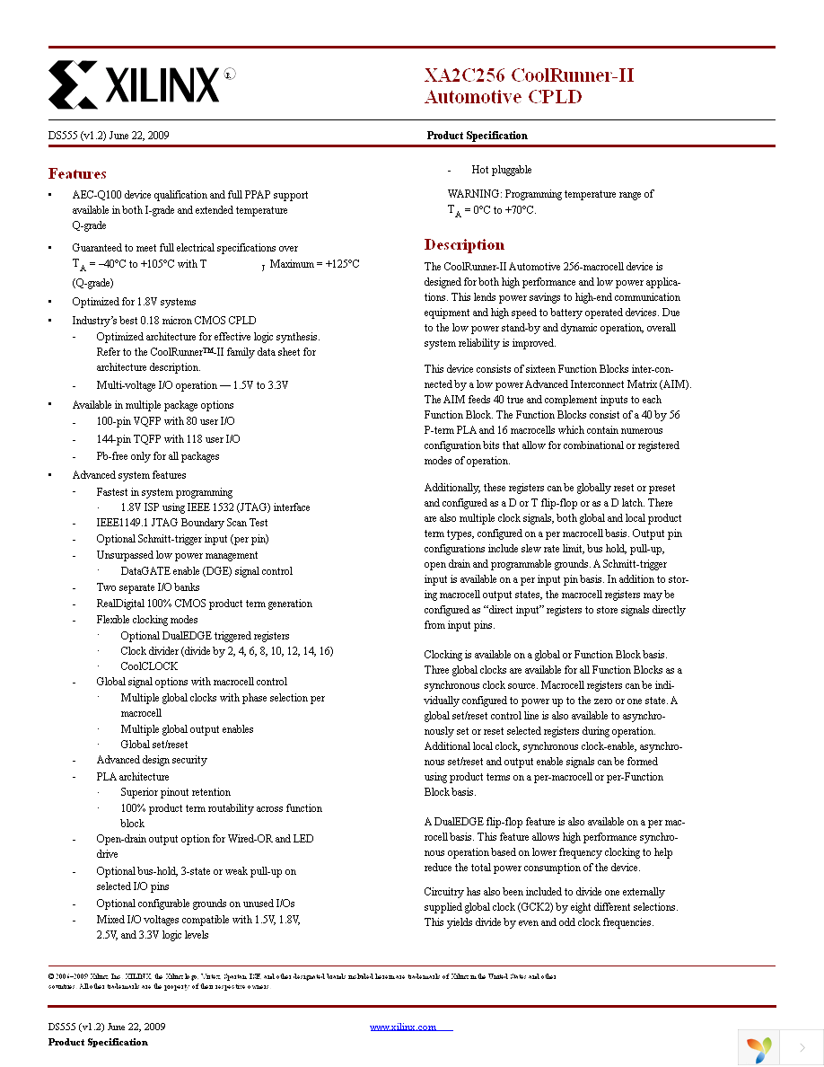 XA2C256-7VQG100I Page 1