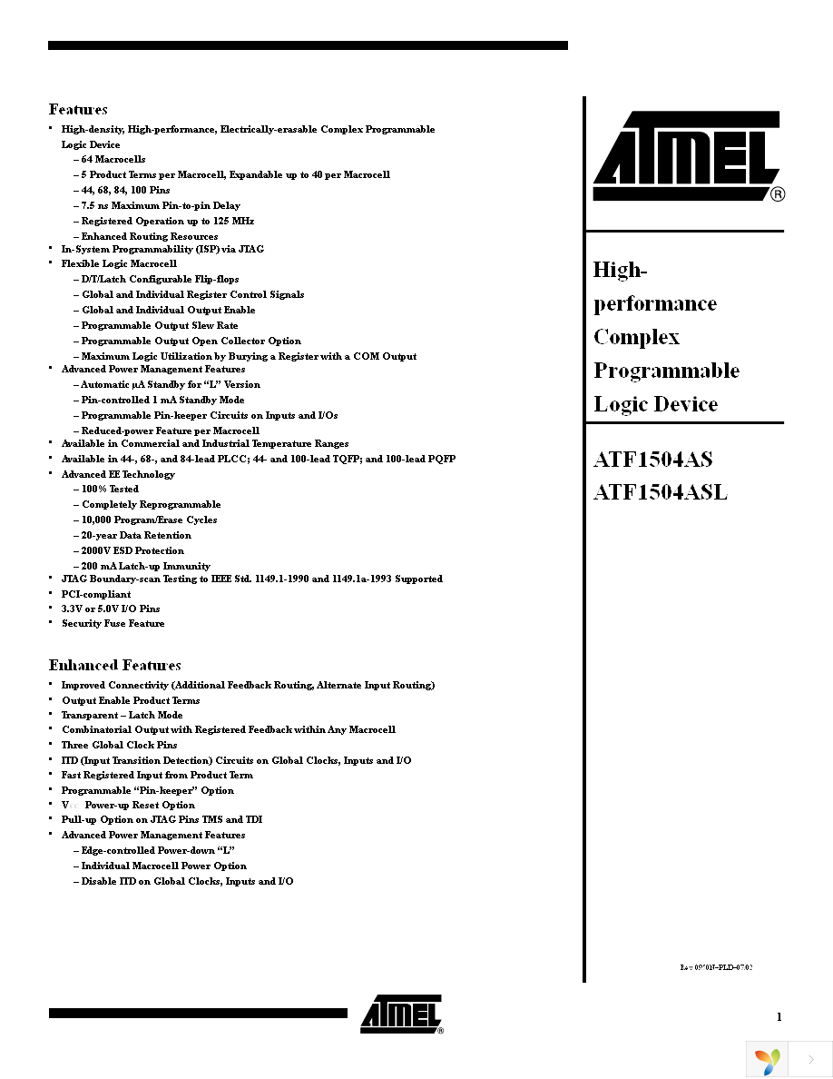 ATF1504AS-10AC100 Page 1