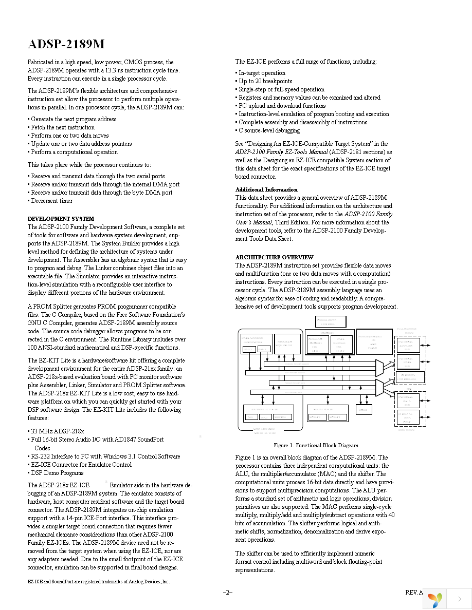 ADSP-2189MBSTZ-266 Page 2