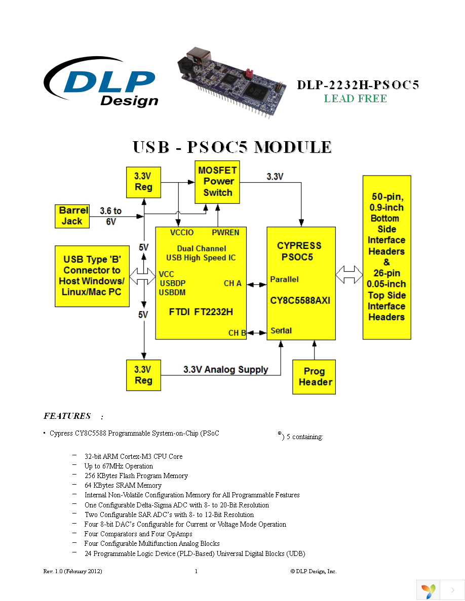 DLP-2232H-PSOC5 Page 1