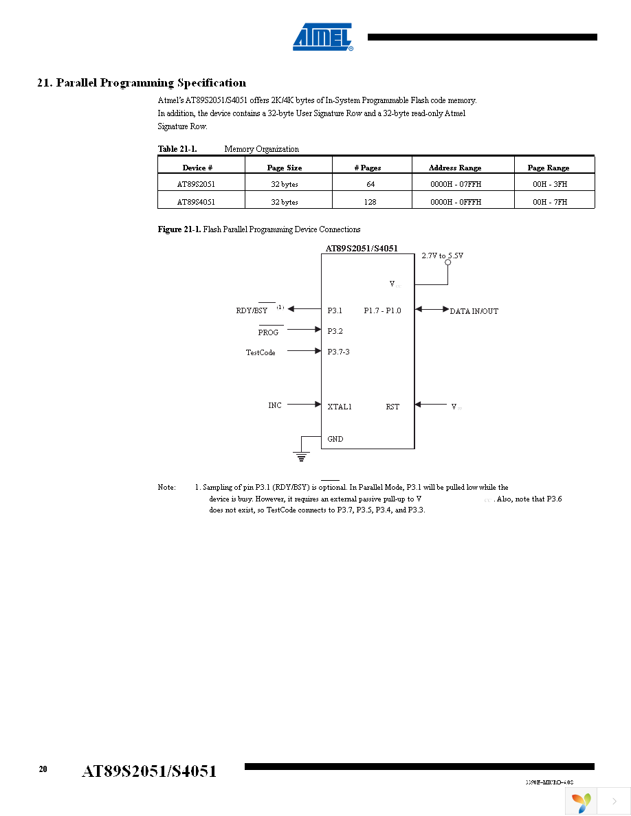 AT89S4051-24SU Page 20