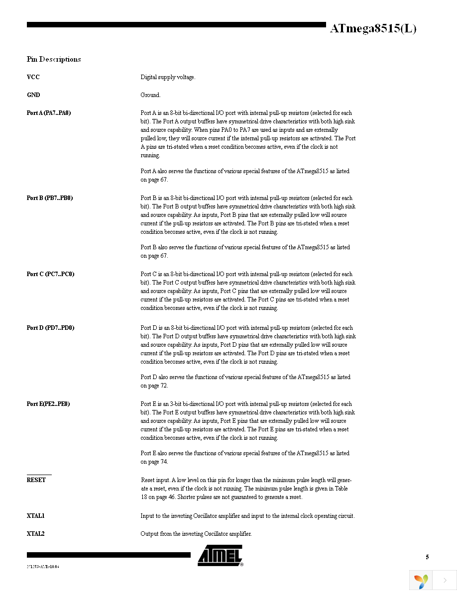 ATMEGA8515L-8PU Page 5