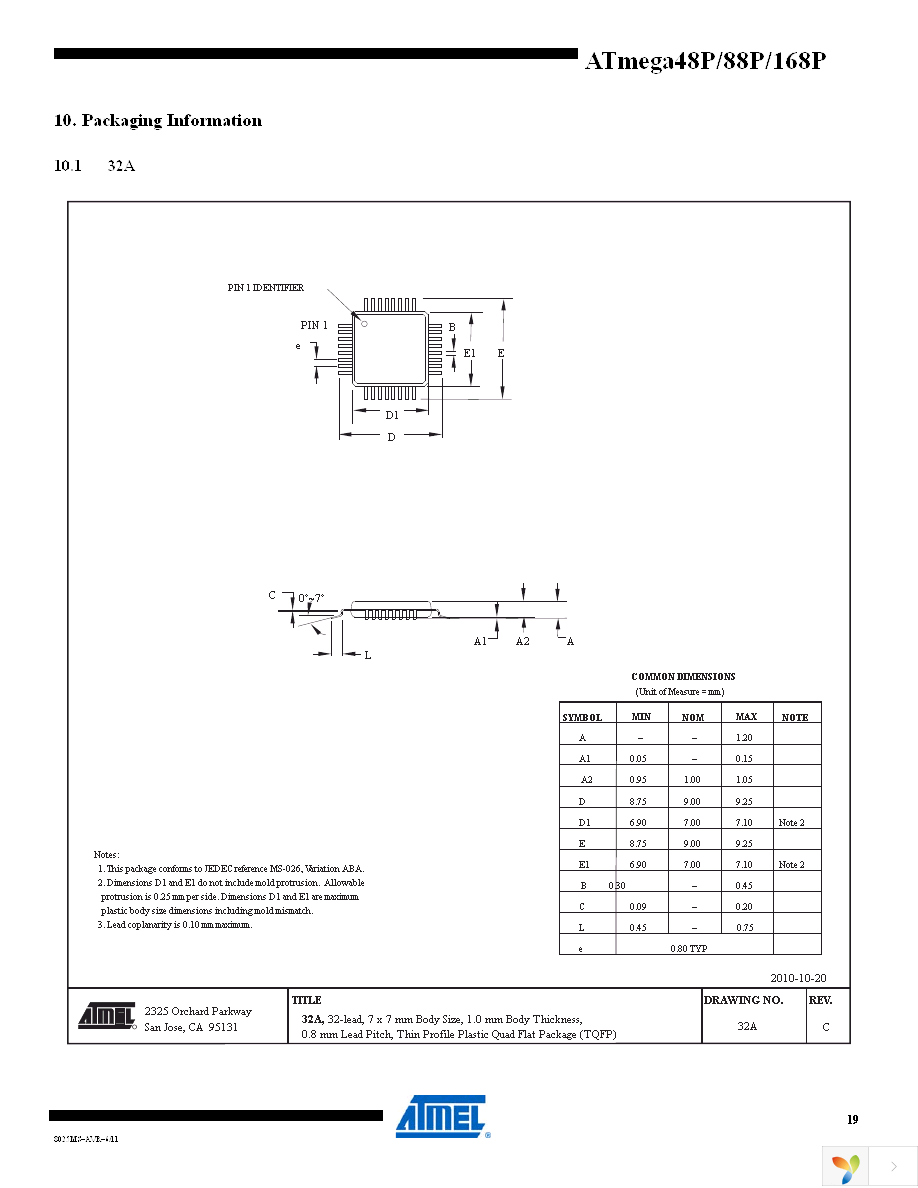 ATMEGA168P-20AU Page 19