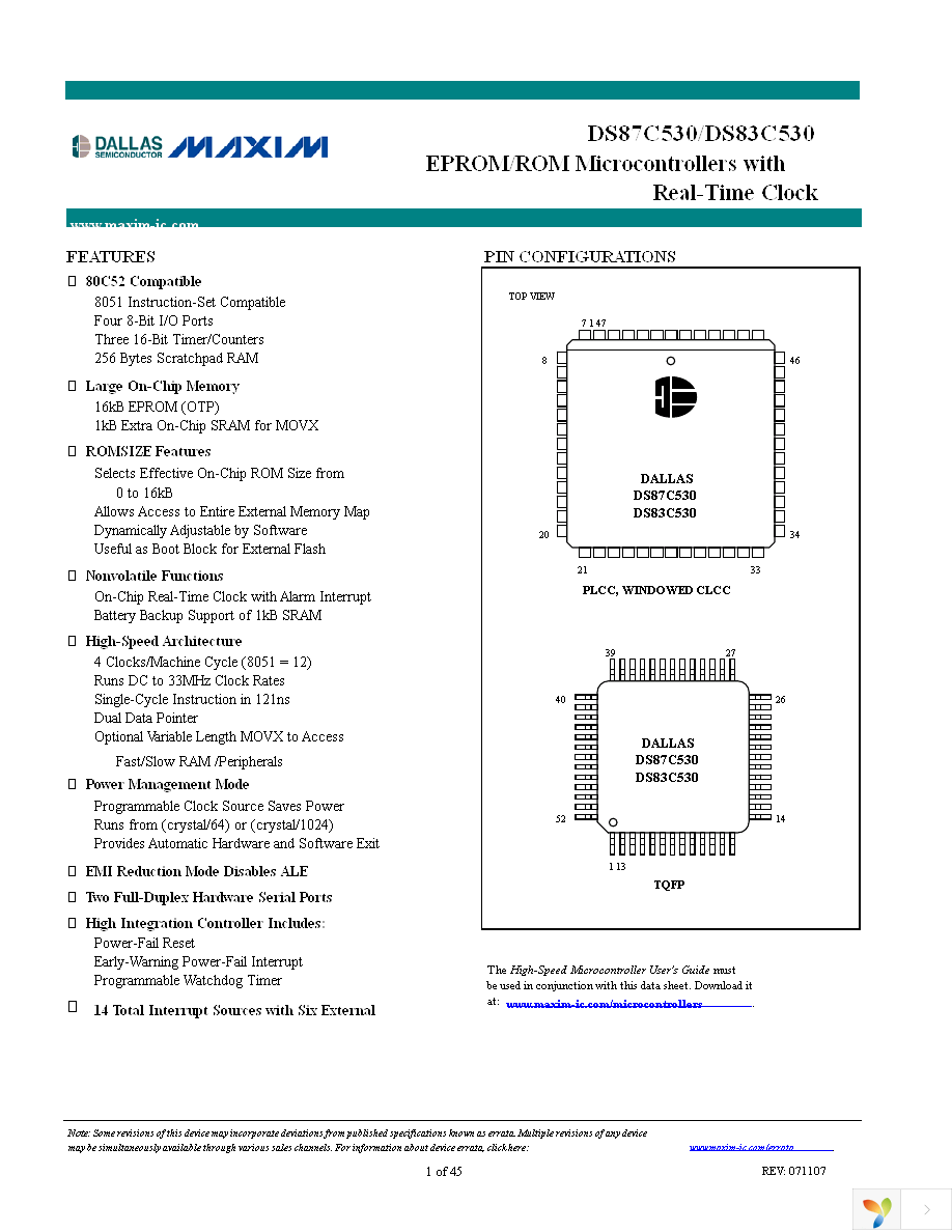 DS87C530-QNL+ Page 1