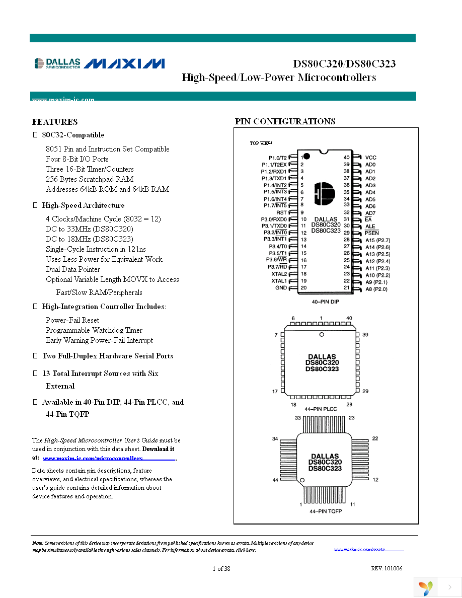 DS80C320-MCG+ Page 1