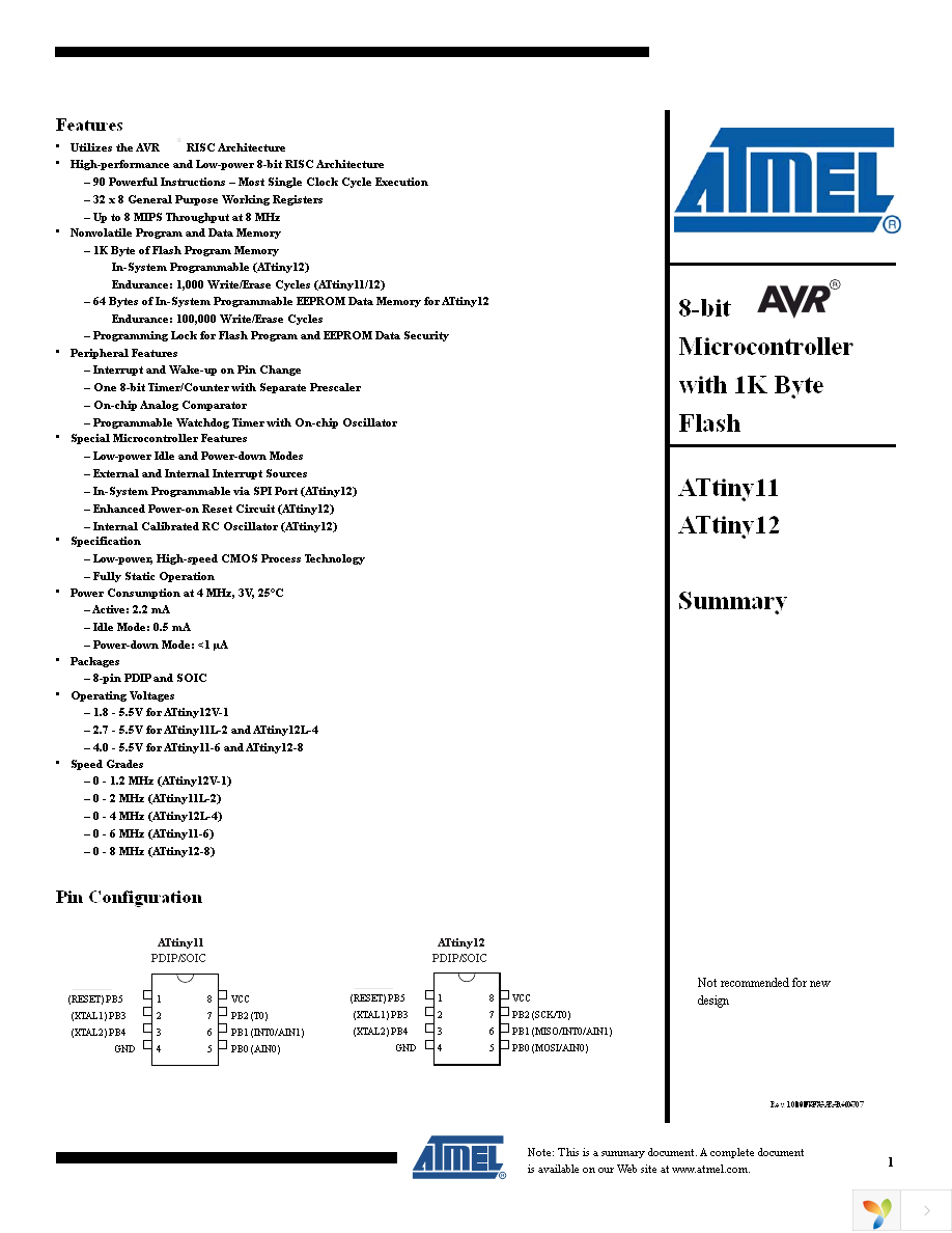 ATTINY12L-4PU Page 1