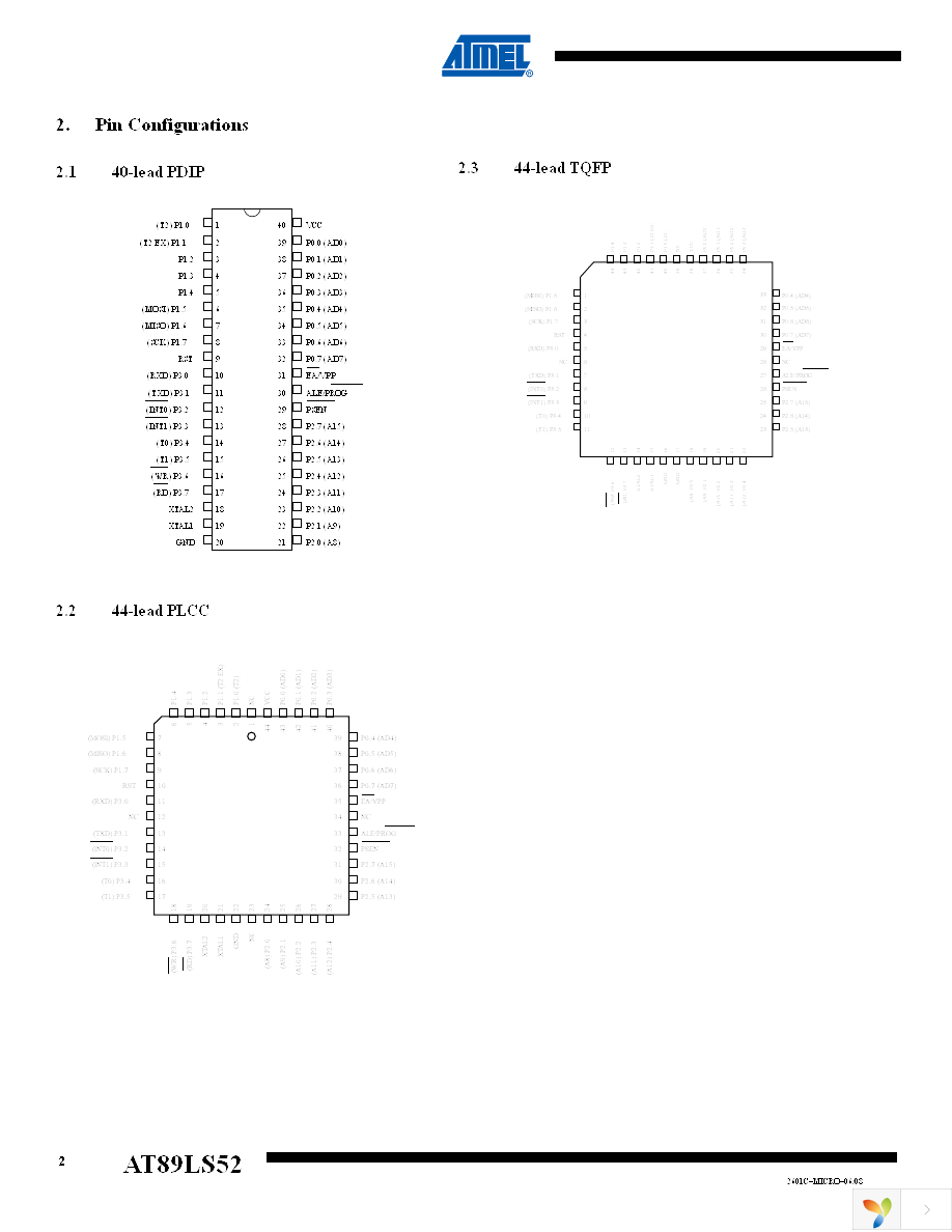 AT89LS52-16AU Page 2