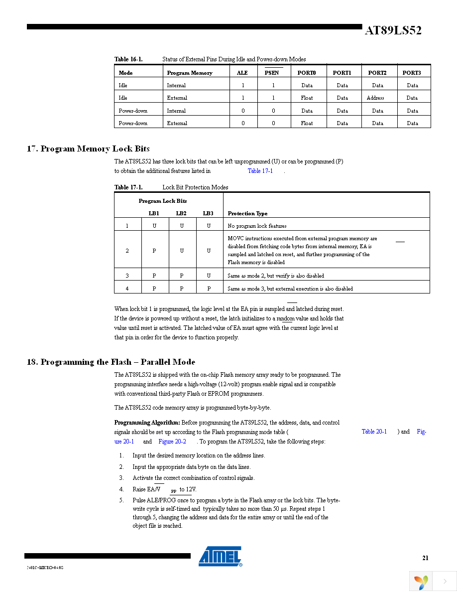 AT89LS52-16AU Page 21