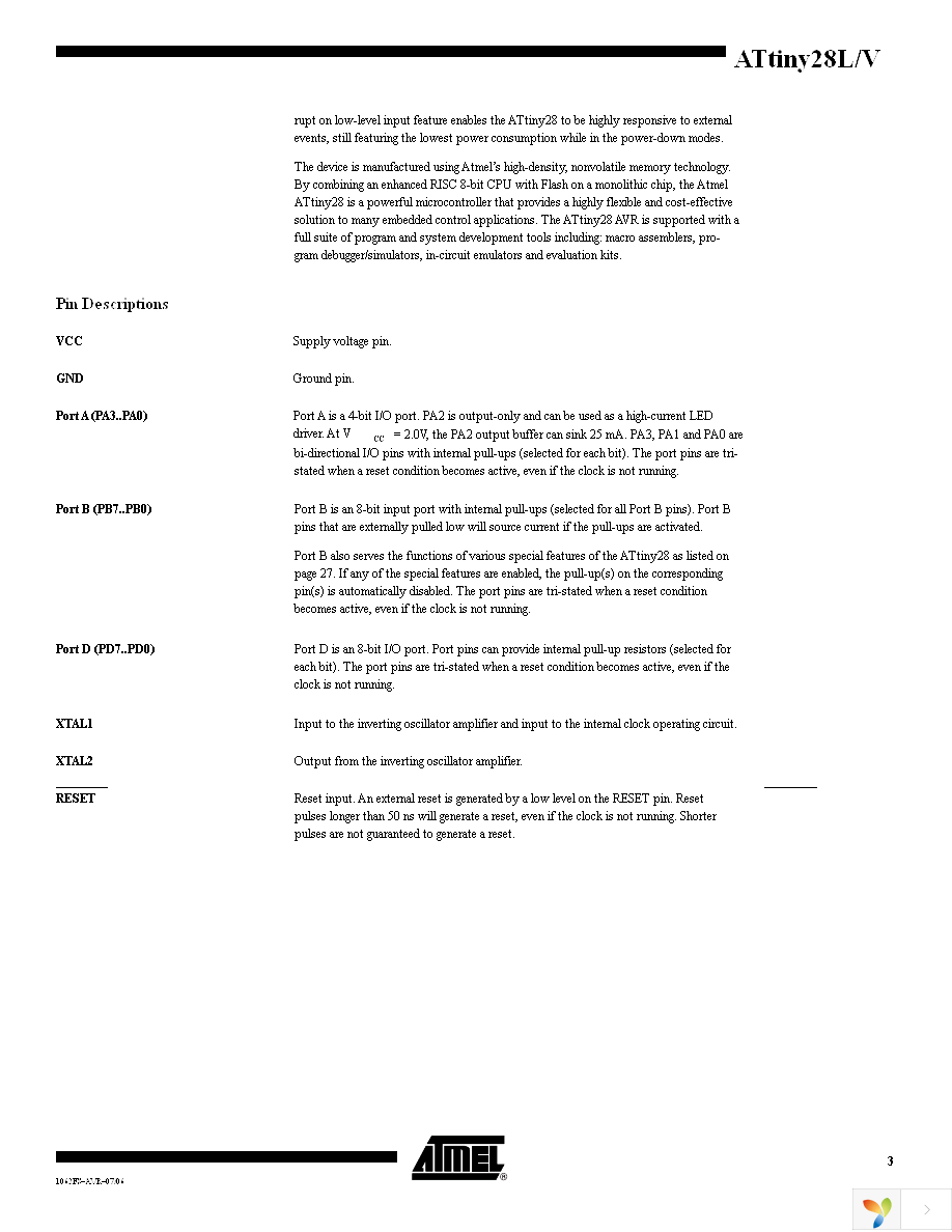 ATTINY28L-4PU Page 3