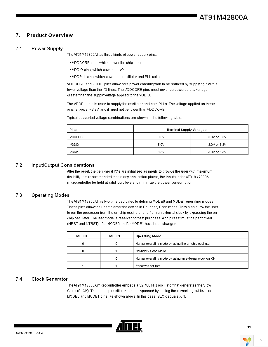 AT91M42800A-33AU Page 11