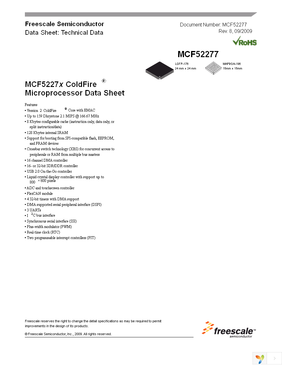 MCF52277CVM160 Page 1