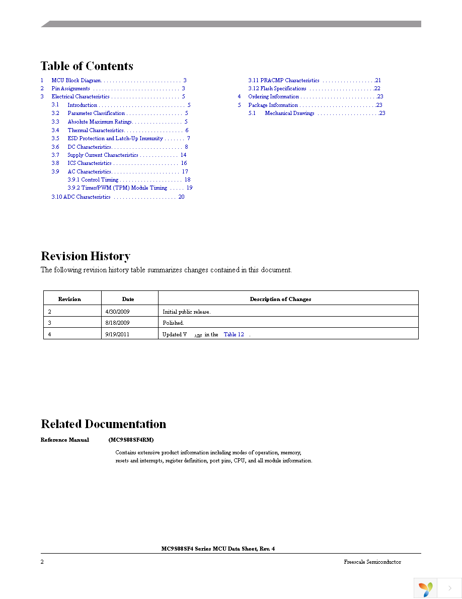 MC9S08SF4MTJ Page 2