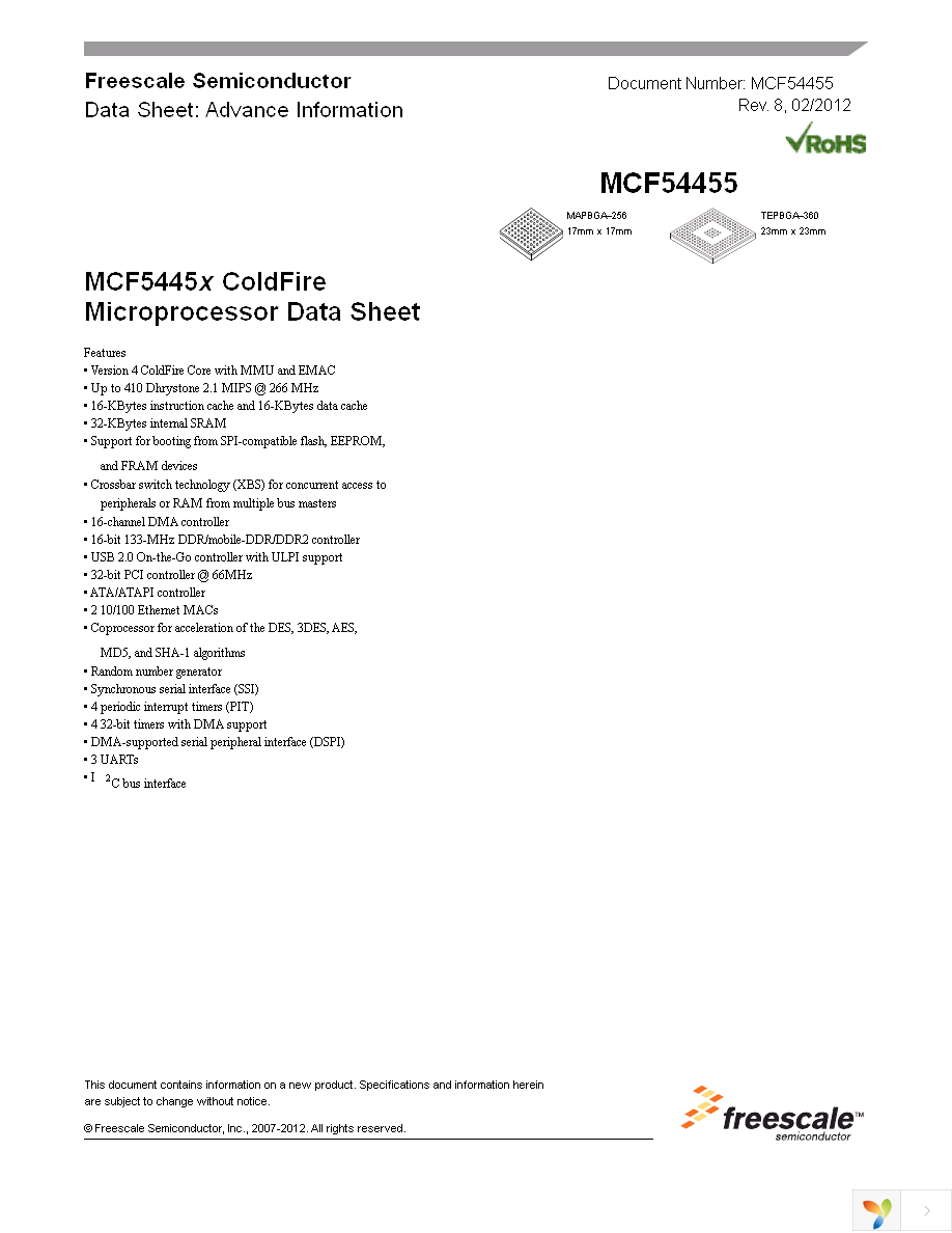 MCF54450VM240 Page 1