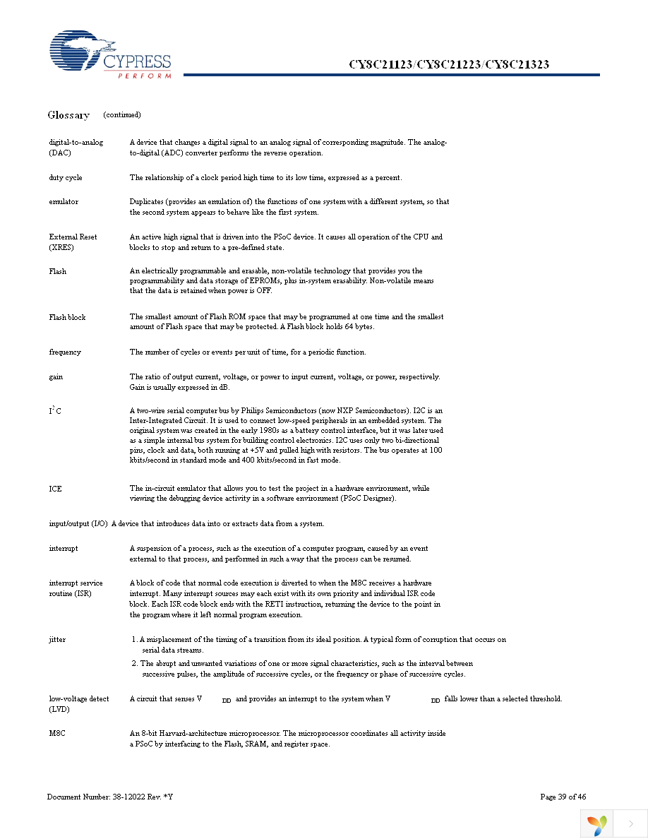 CY8C21223-24SXI Page 39