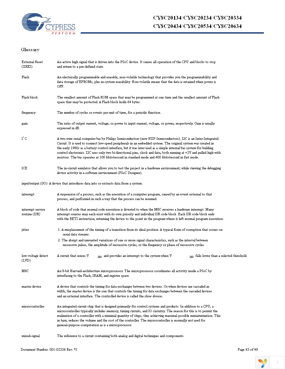 CY8C20434-12LQXI Page 43