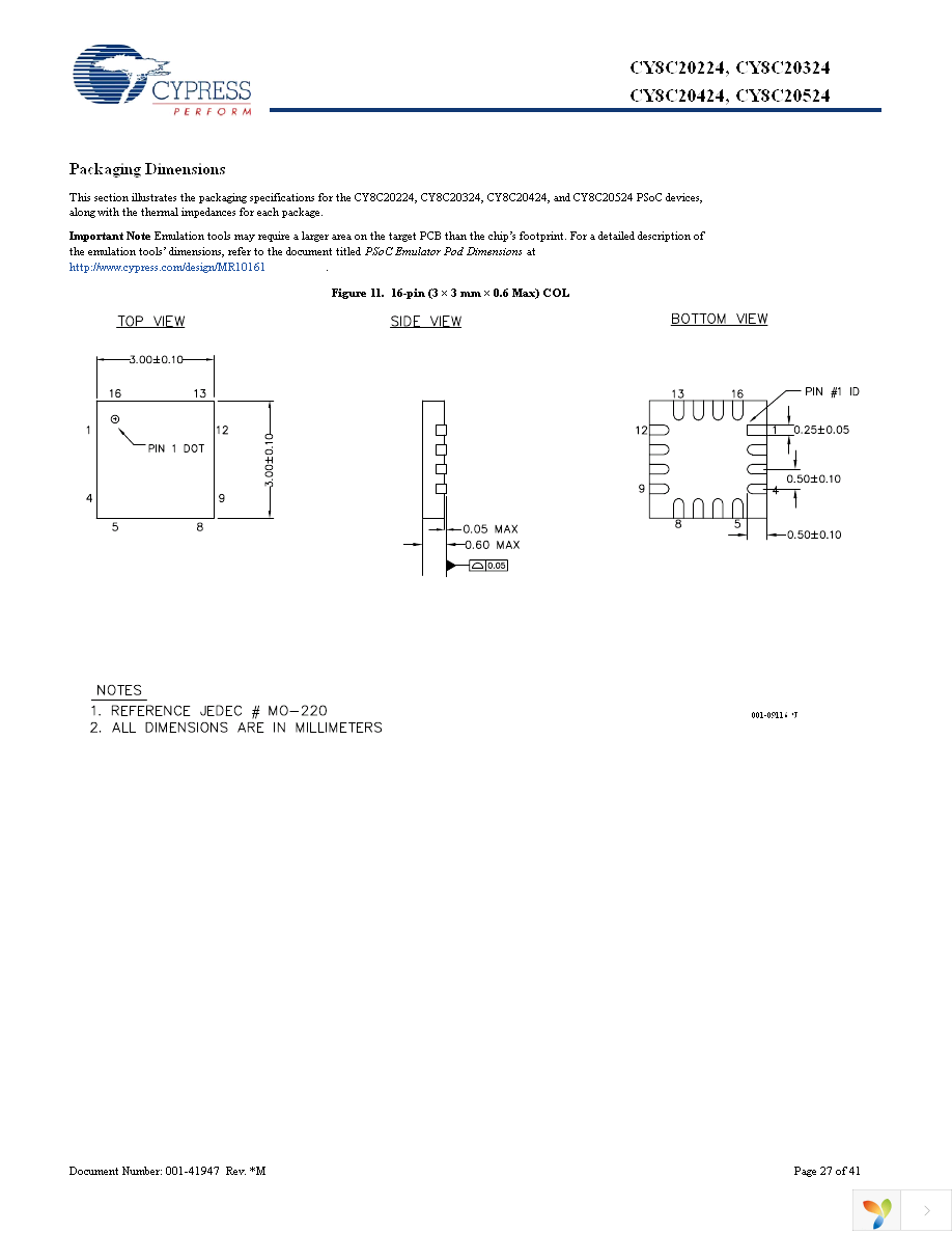 CY8C20424-12LQXI Page 27