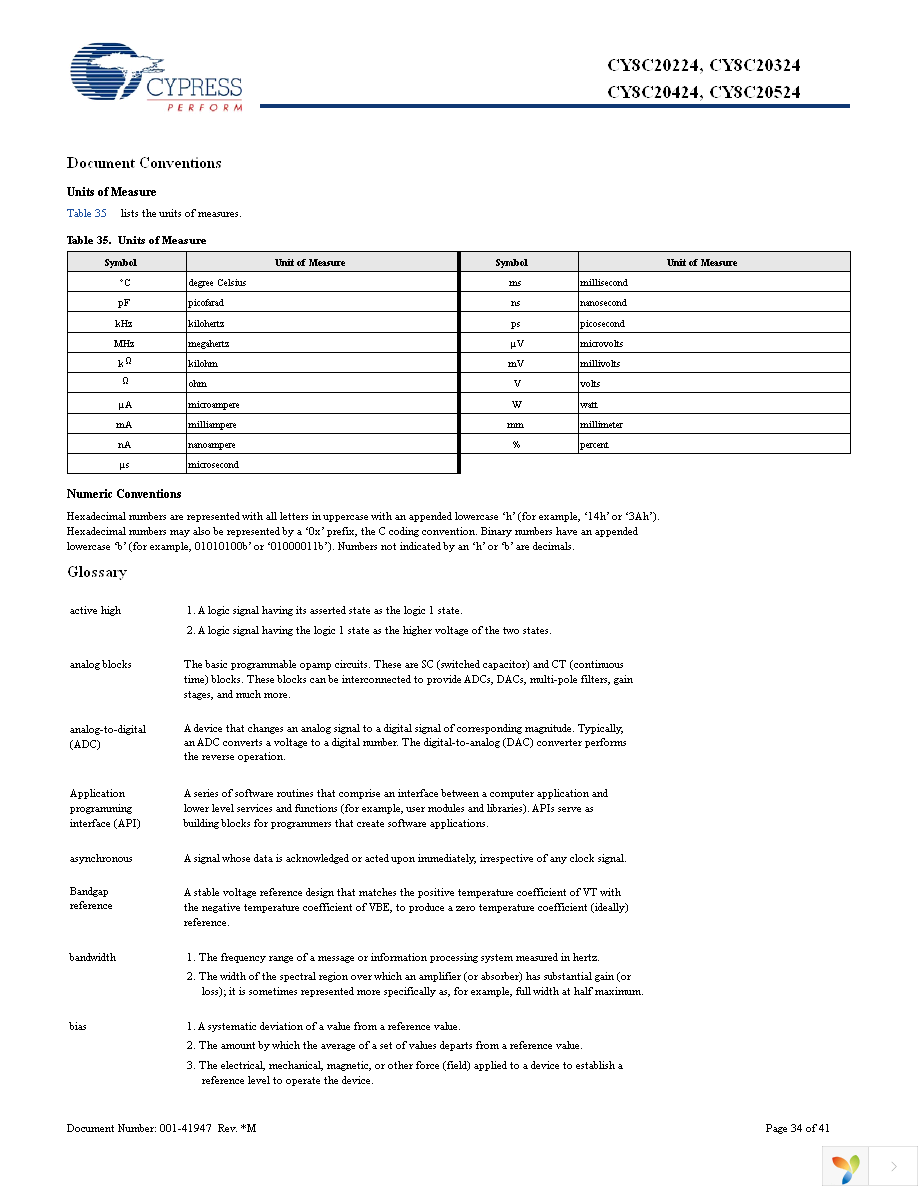 CY8C20424-12LQXI Page 34