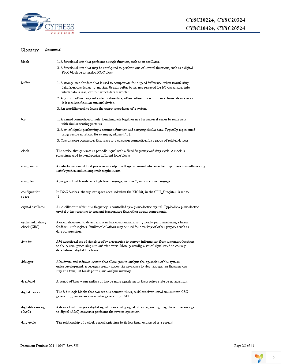 CY8C20424-12LQXI Page 35