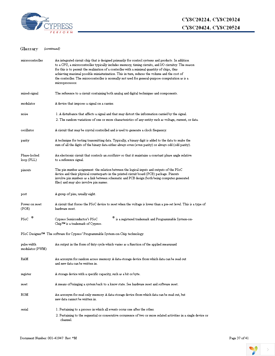 CY8C20424-12LQXI Page 37