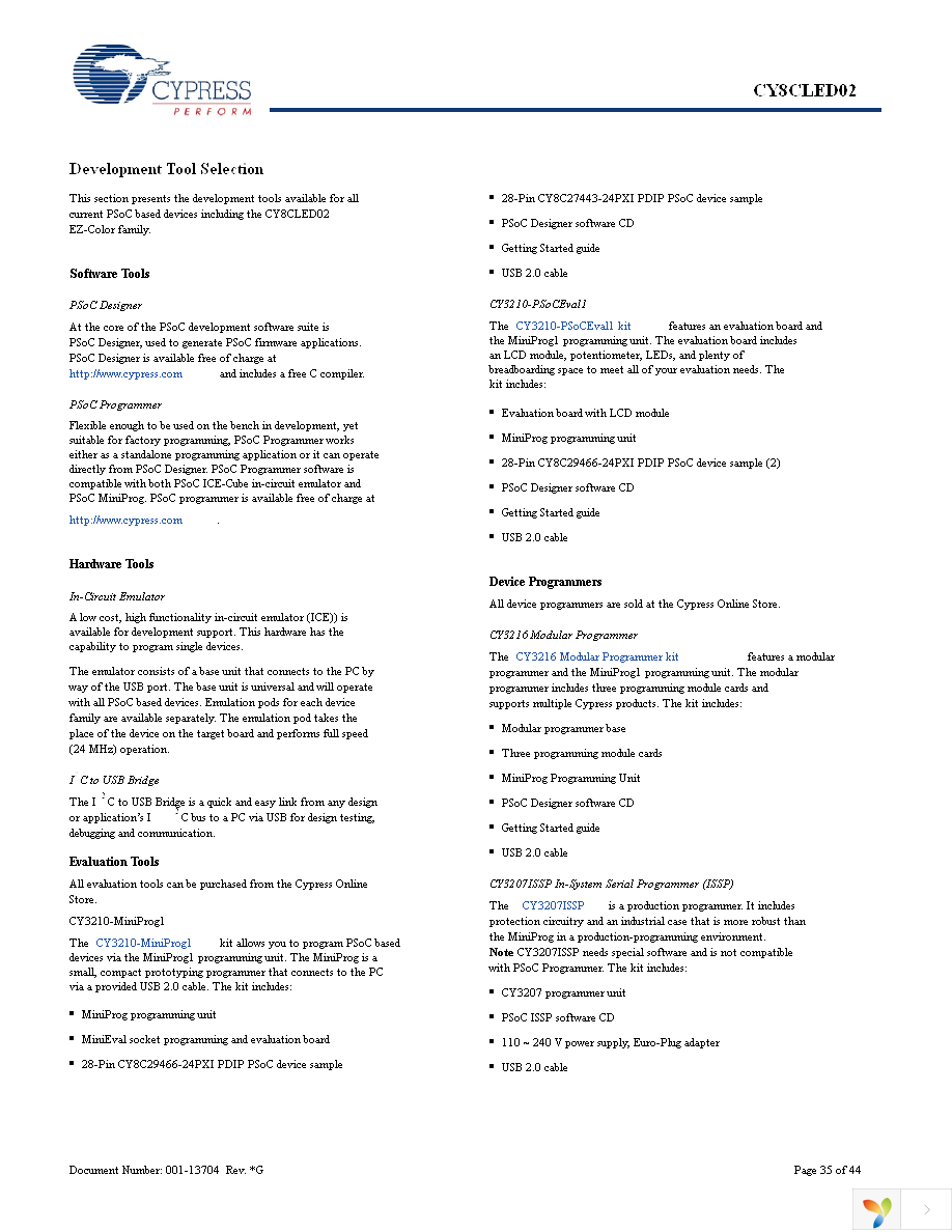 CY8CLED02-16SXI Page 35