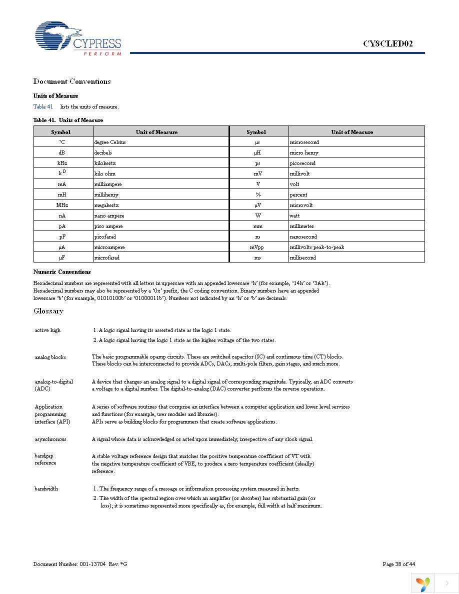 CY8CLED02-16SXI Page 38