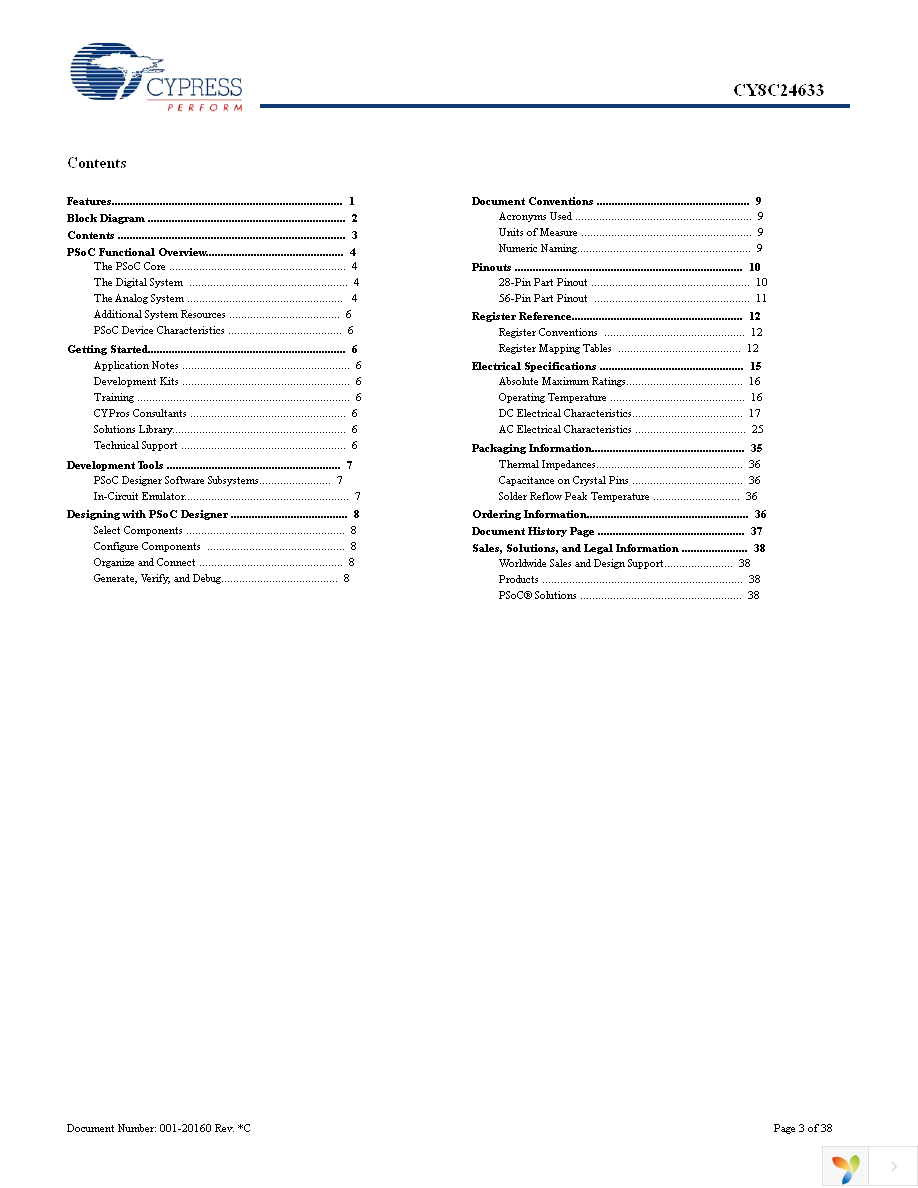 CY8C24633-24PVXI Page 3