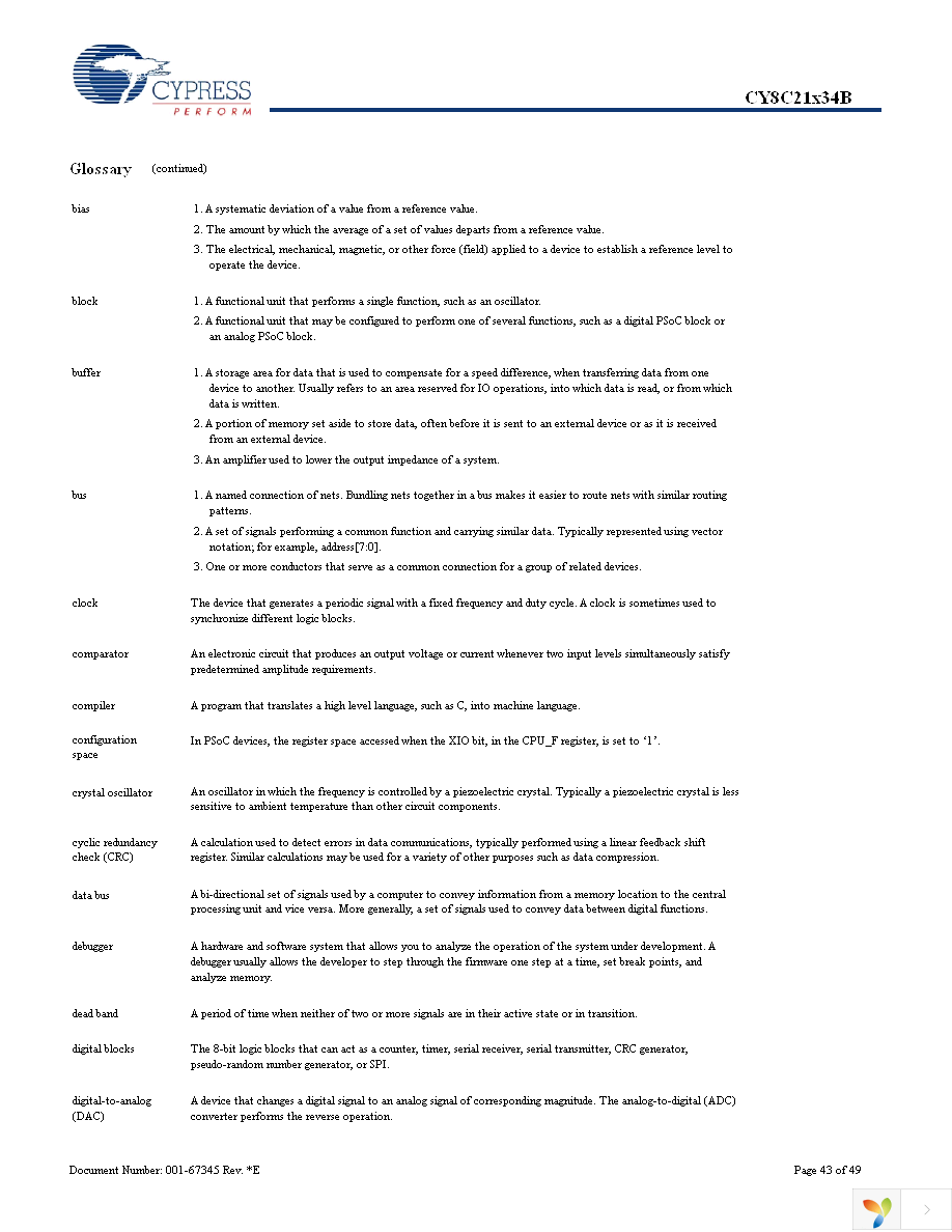 CY8C21334B-24PVXI Page 43