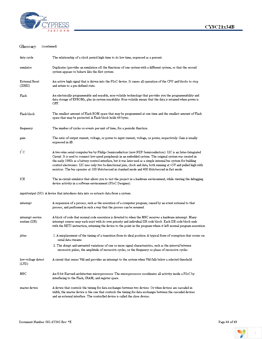 CY8C21334B-24PVXI Page 44