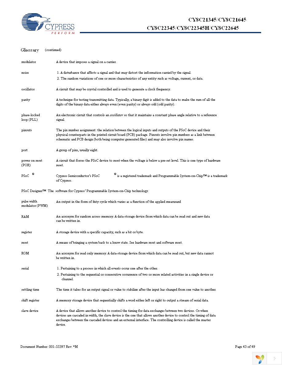 CY8C22345-24PVXA Page 43