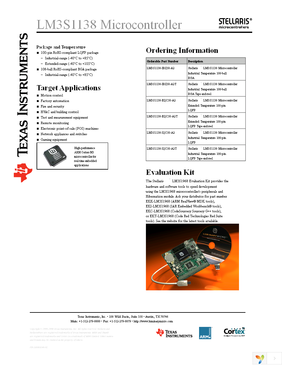 LM3S1138-IQC50-A2 Page 2