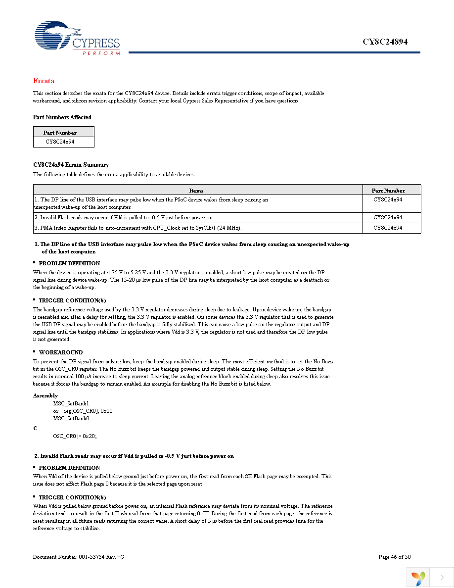 CY8C24894-24LFXA Page 46