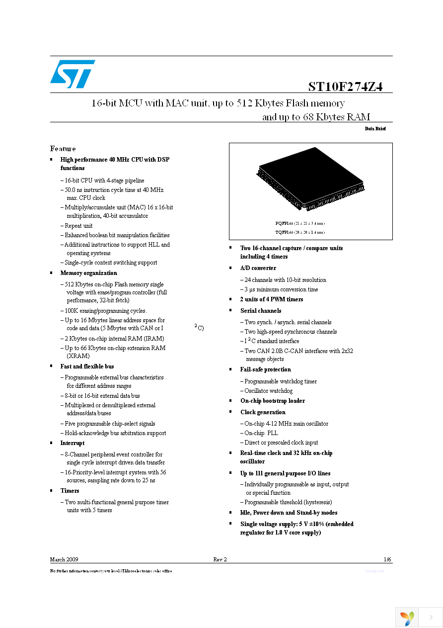 ST10F274Z4Q7 Page 1