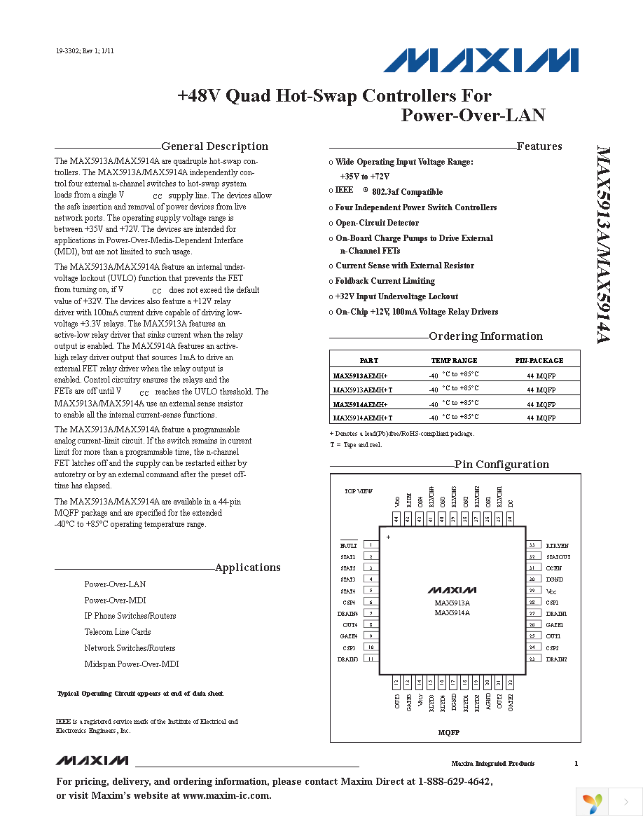 MAX5914AEMH+T Page 1