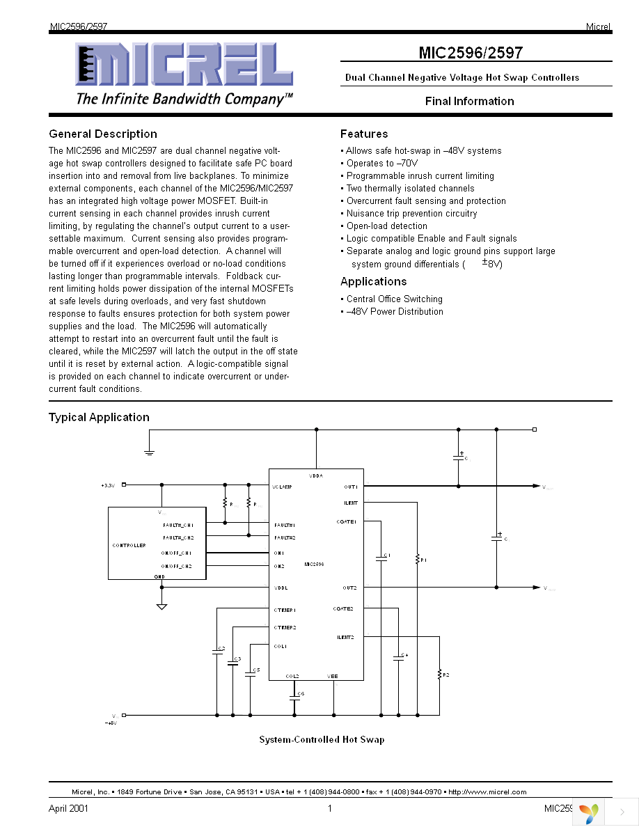 MIC2596-2BTS Page 1