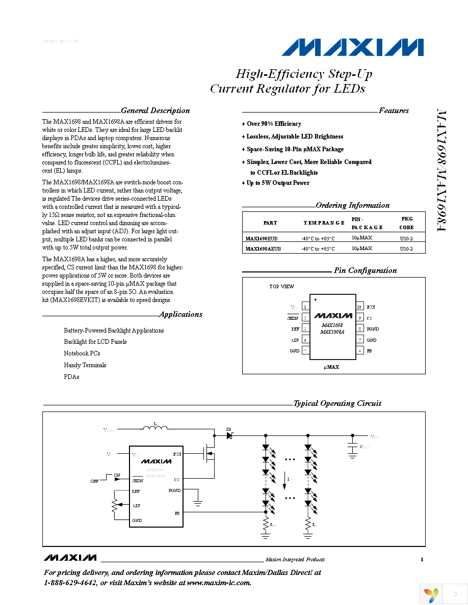 MAX1698EUB+ Page 1