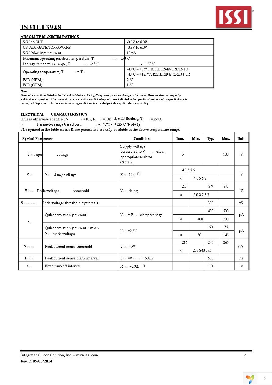 IS31LT3948-GRLS2-TR Page 4