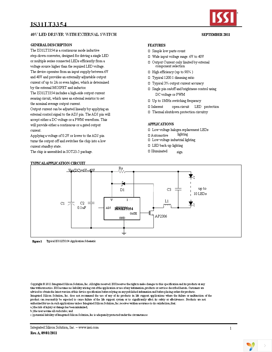 IS31LT3354-STLS2-TR Page 1