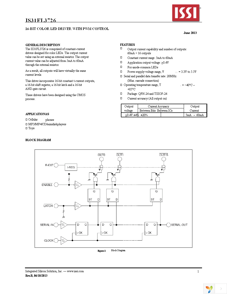 IS31FL3726-QFLS2-TR Page 1