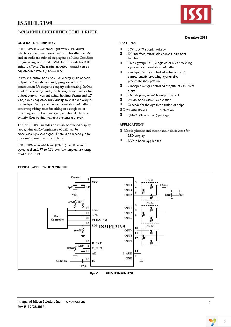 IS31FL3199-QFLS2-TR Page 1